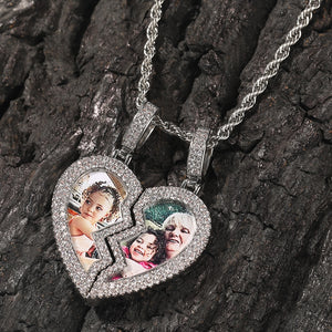 Broken Heart Medallion Picture Pendant Necklaces