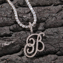 Load image into Gallery viewer, Initial Cursive Letters  Cubic Zirconia Necklace
