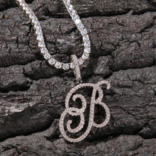 Load image into Gallery viewer, Initial Cursive Letters  Cubic Zirconia Necklace
