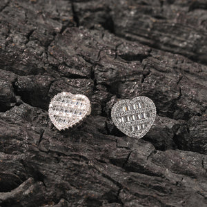 Heart Shaped Screw Back Stud Earrings