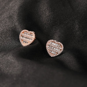 Heart Shaped Screw Back Stud Earrings