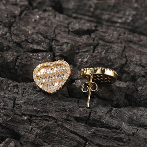 Heart Shaped Screw Back Stud Earrings