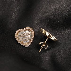 Heart Shaped Screw Back Stud Earrings