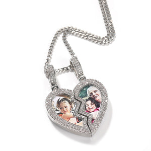 Broken Heart Medallion Picture Pendant Necklaces