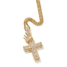 Load image into Gallery viewer, Crown &amp; Cross Bling Necklace
