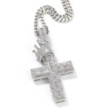 Load image into Gallery viewer, Crown &amp; Cross Bling Necklace
