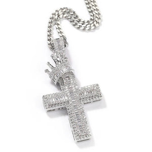 Crown & Cross Bling Necklace